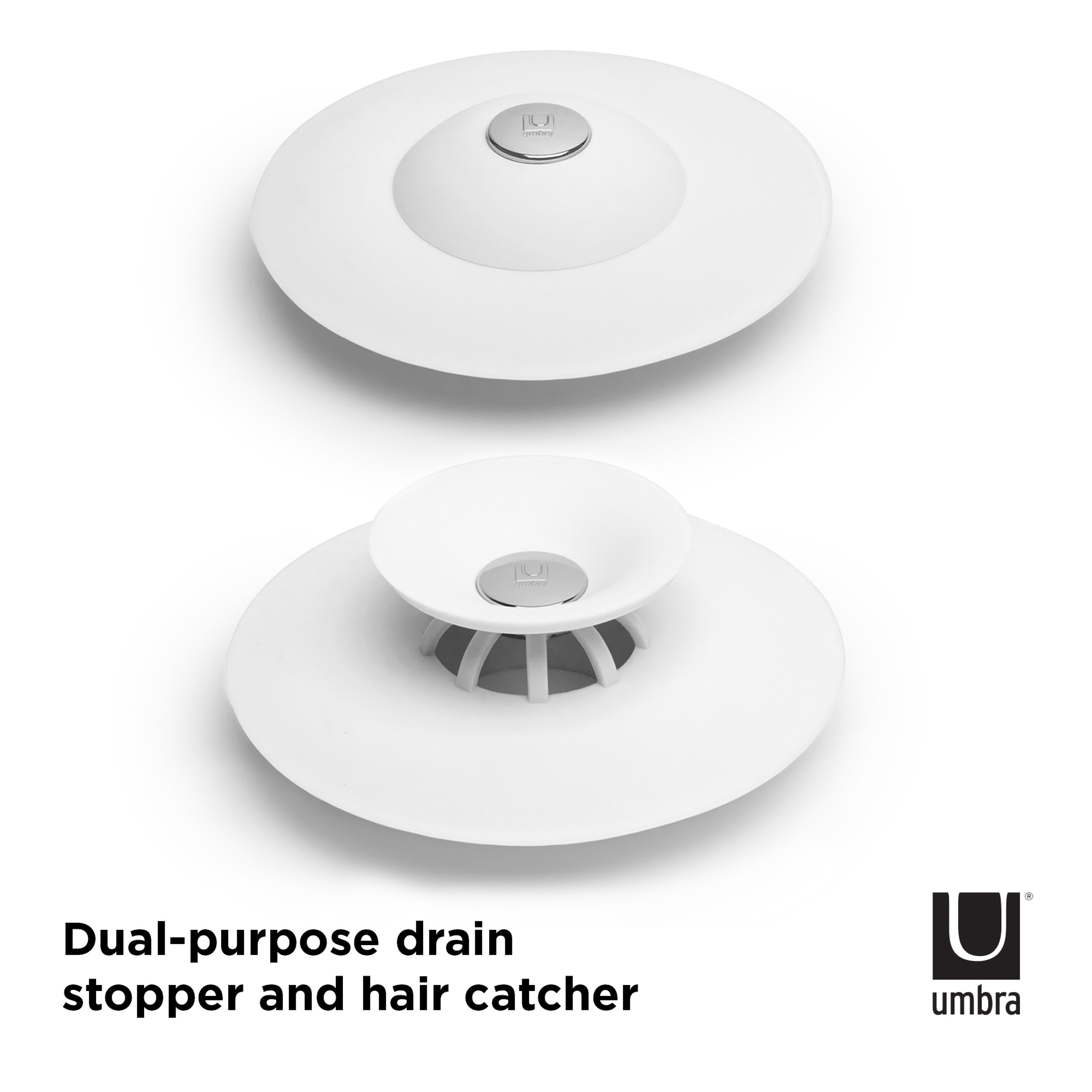 Umbra Flex Drain Stop Hair Catcher White Kitchenique