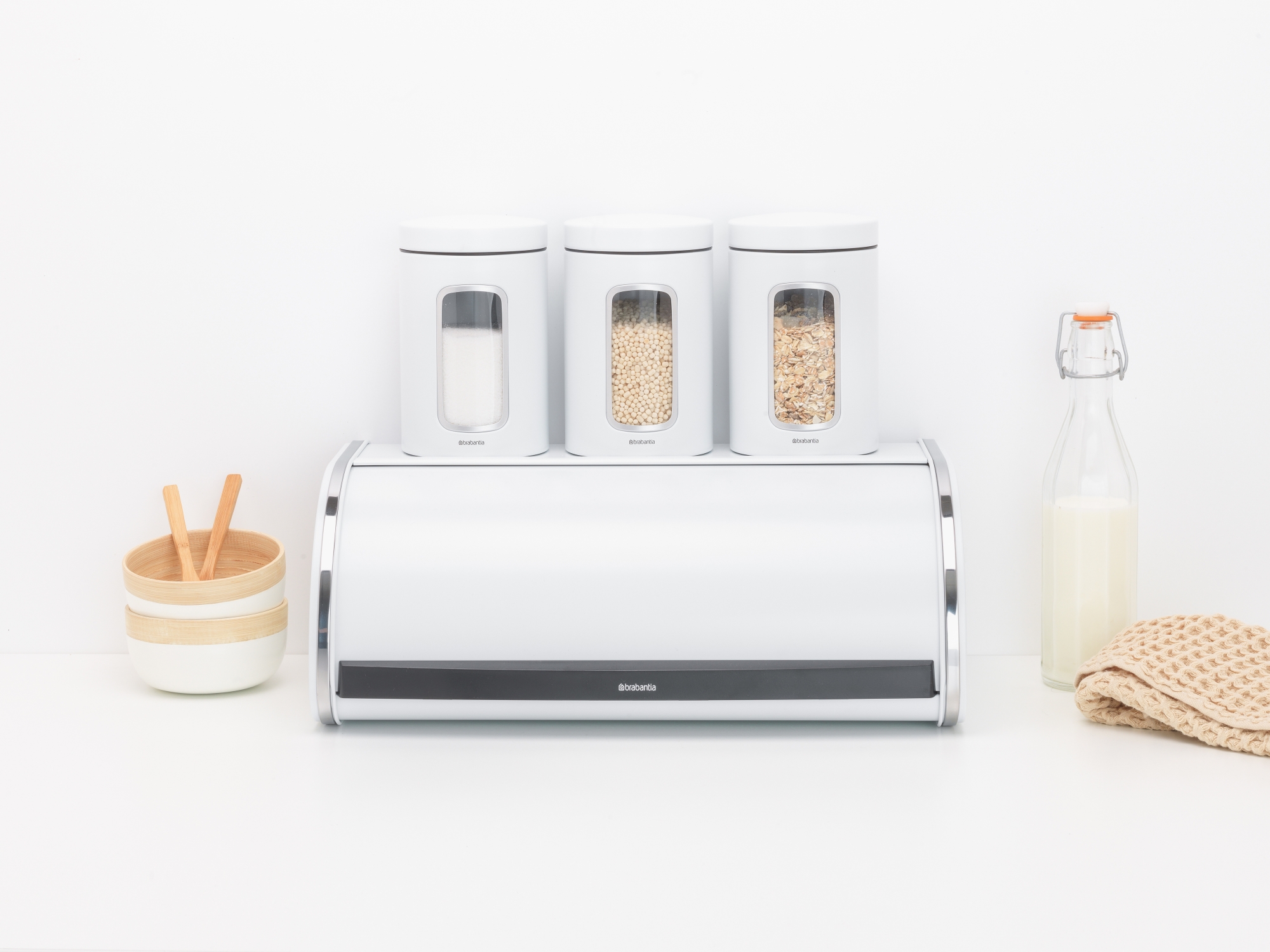 Brabantia Bread Bin Roll Top White Kitchenique