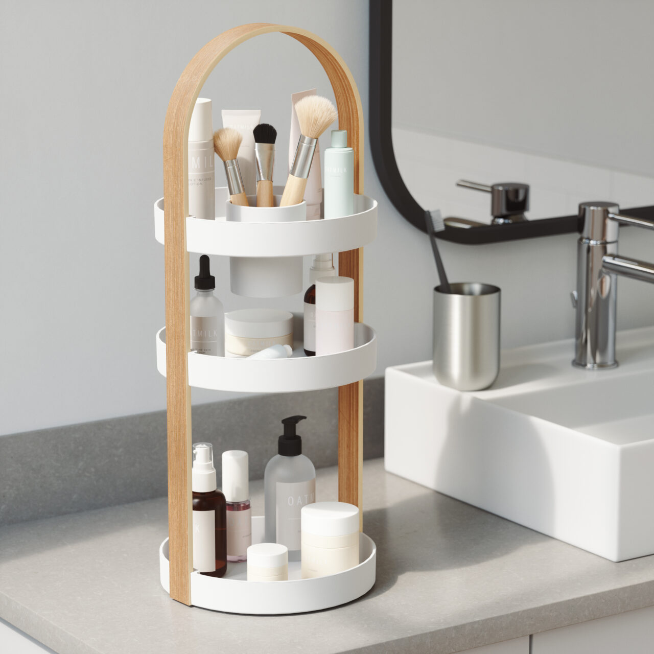 Umbra Bellwood Cosmetic Organizer White & Natural Kitchenique