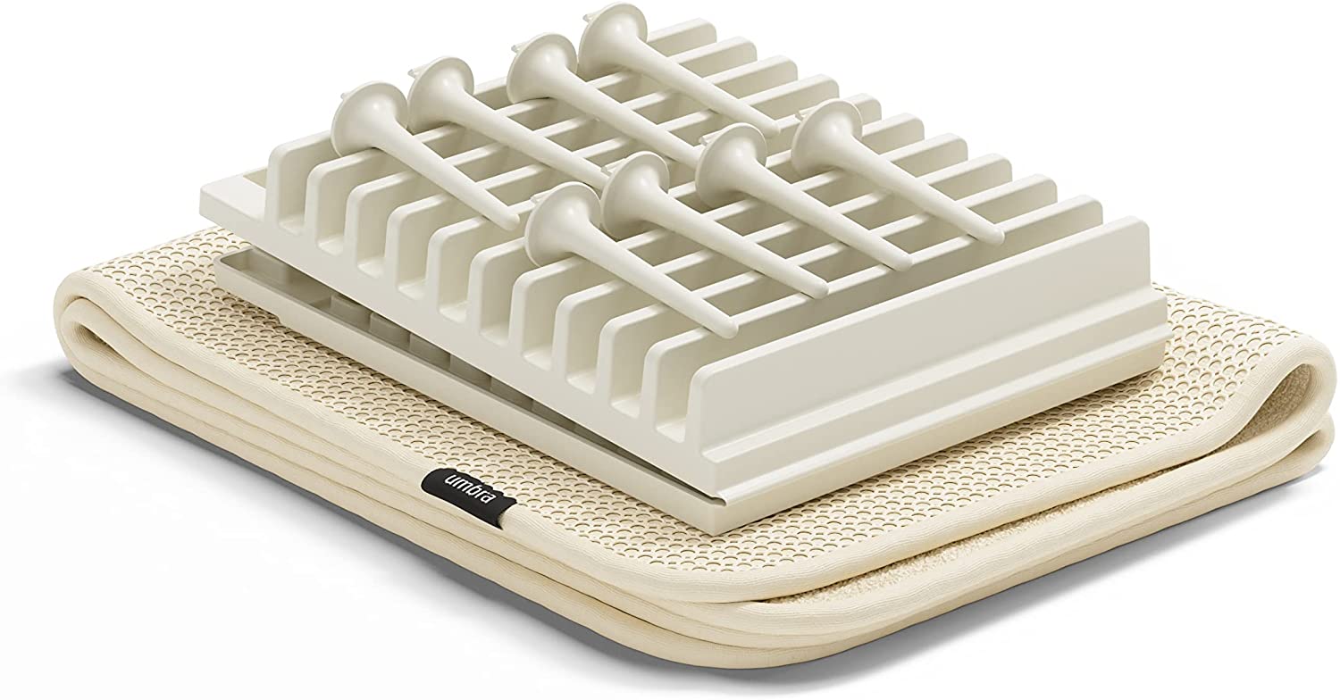 Umbra Udry Peg Drying Rack with Mat Linen Kitchenique