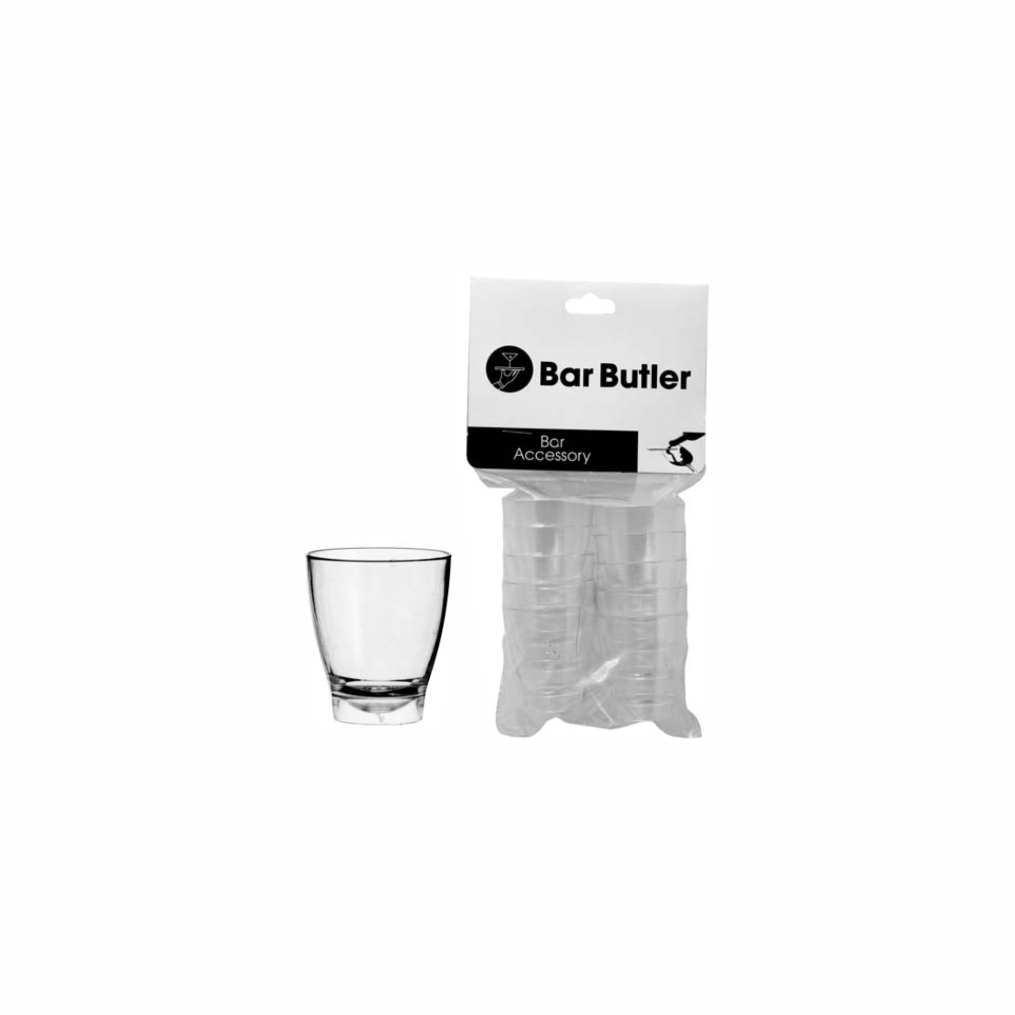 Bar Butler 10 Clear Plastic Shot Glasses Hang pack Kitchenique