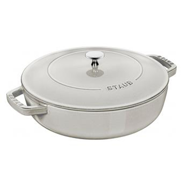 Staub Round Saute Pan 28cm White Truffle Kitchenique